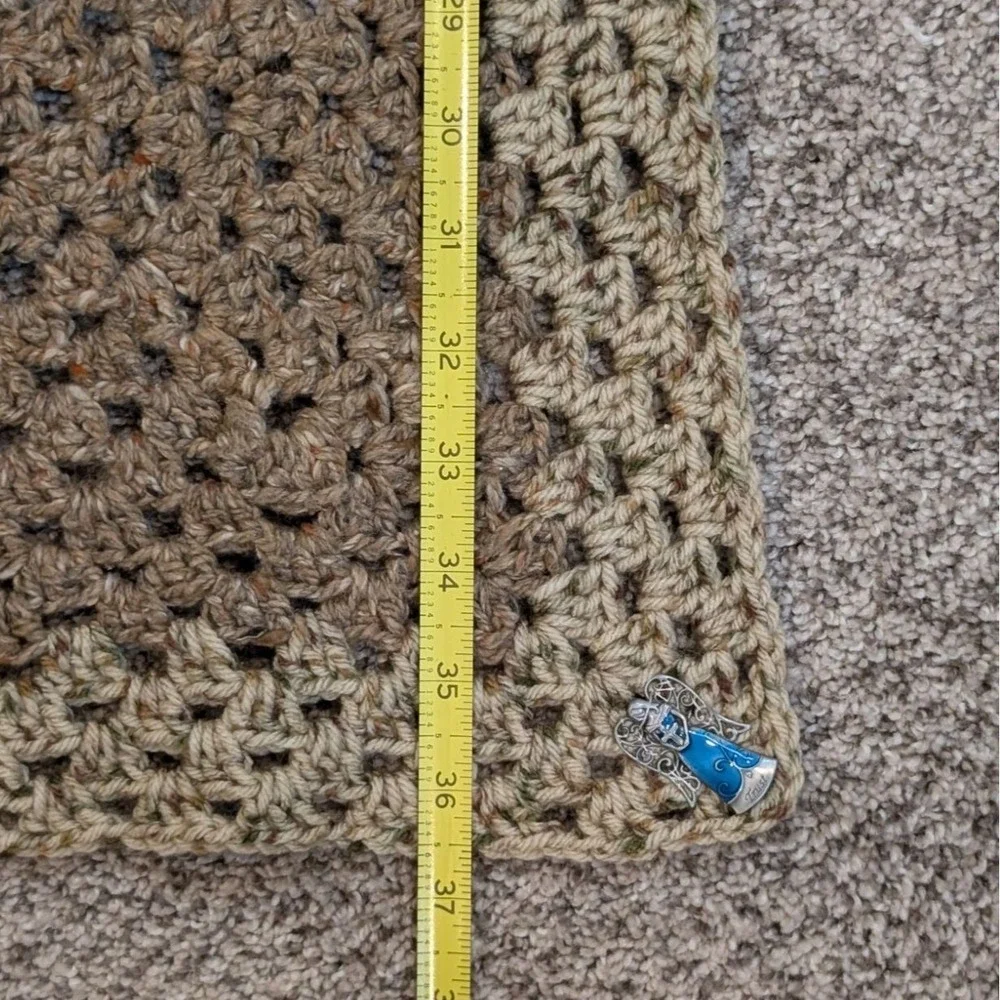 Crochet Afghan Wheelchair Lap Blanket Throw‎ Brown Granny Square 36x36